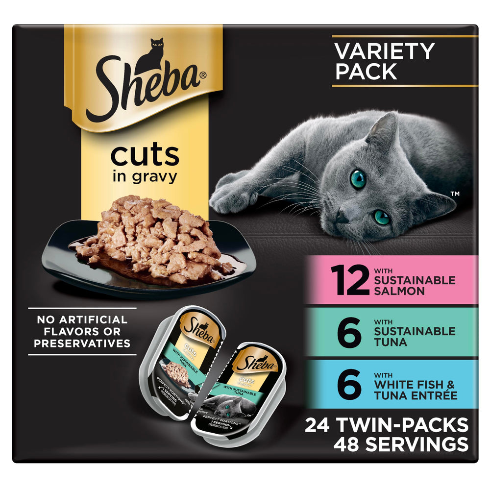 Sheba Perfect Portions: morceaux de saumon durable dans une sauce savoureuse pour chats.