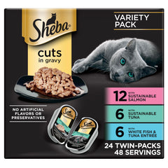 Sheba Perfect Portions: morceaux de saumon durable dans une sauce savoureuse pour chats.