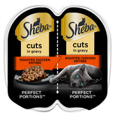 Sheba Portions Parfaites : morceaux de poulet dans sauce au jus, prêt à servir