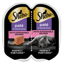 Sheba portions parfaites pate saumon sur plateau prêt à servir