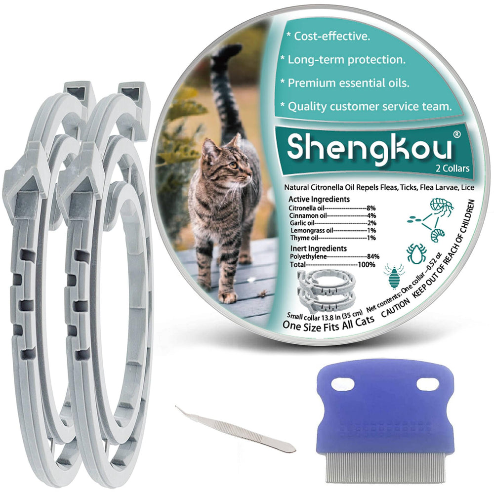 Collier ShengKou sur chat, protection durable contre puces et tiques.