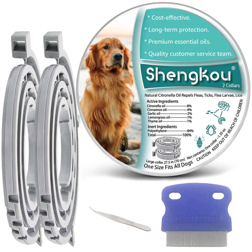 ShengKou collier pour chien grand, repousse puces et tiques.