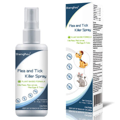 ShengKou Spray Puces et Tiques pour animaux et maison, protection naturelle.