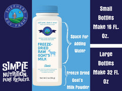 Texture granuleuse de lait chèvre sec avec probiotiques.