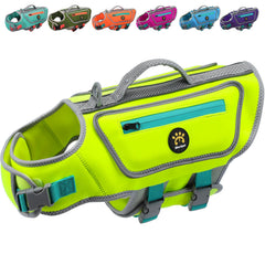 Sheripet gilet sauvetage chien vert flottant: visibilité élevée et flottabilité fiable.