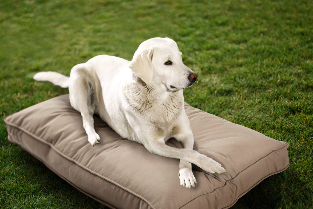 Lit double-face Sherry Kline Sunbrella utilisable intérieur et extérieur pour animaux.