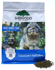 Sherwood Pet Health, emballage adulte lapin, alimentation complète avec foin et alfalfa.