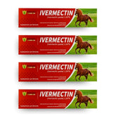 Cheval recevant pâte d'ivermectine Shevat Vitamins – tube 6-08g et dose adaptée.