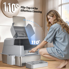 Shikha litière inox XXL, design 3-en-1 pour différentes configurations.