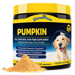 SHINEPAWS poudre potiron chien chat, fibre naturelle favorisant une digestion équilibrée.