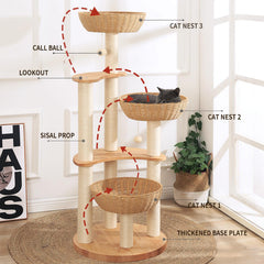 SHODMI arbre chat moderne: nid-cabine douillet pour repos et sieste.