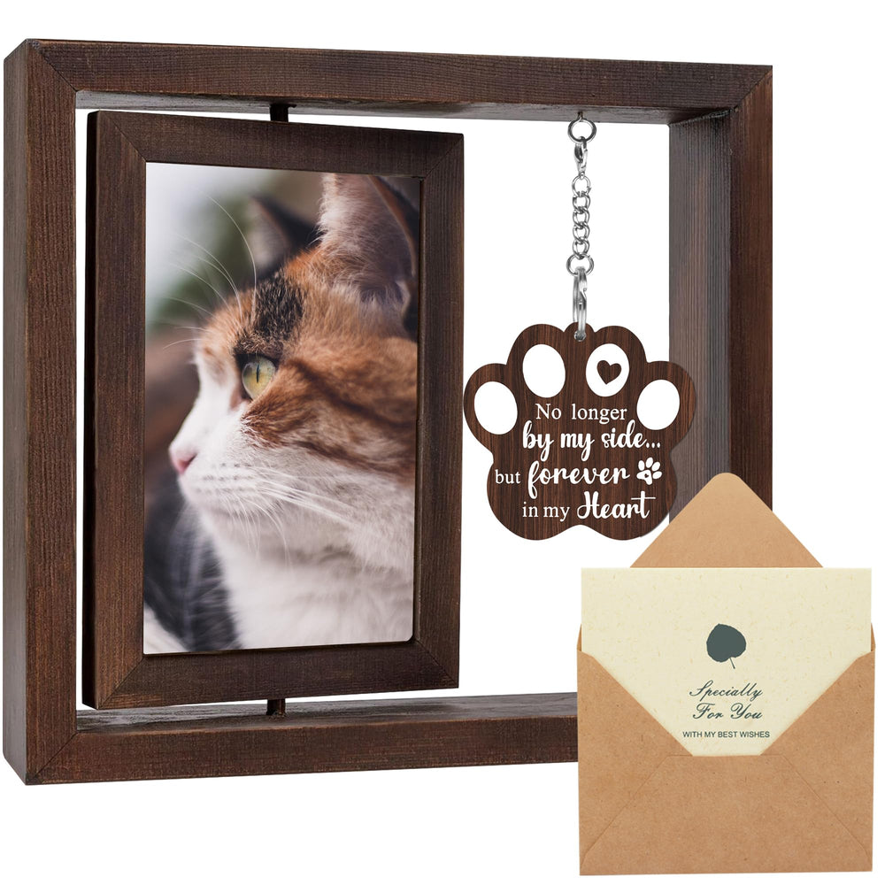SHOW-YA Cadre mémoire chat rotation 4x6, cadre tournant pour souvenirs durables.