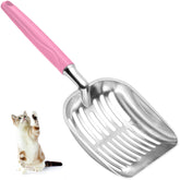 Louche Showvigor en métal rose pour litière, pratique pour retirer les déchets rapidement.