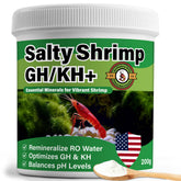SHUNNIUB Salty Shrimp GH/KH+ minéralise l'eau RO pour des crevettes en meilleure santé.