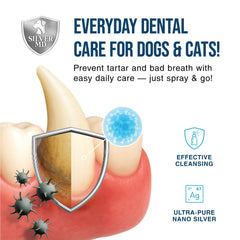 Application sur dents et gencives avec le vaporisateur dentaire SilverMD pour un entretien rapide.