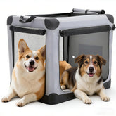 Cage-chien Simple Deluxe pliable 30 pouces gris, transport facile.