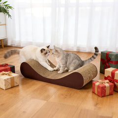 Simple Deluxe grattoir chat carton horizontal forme os, confort et jeu assuré.