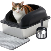 Simple Deluxe XL litière inox avec couvercle, confinement amélioré et nettoyage facilité.