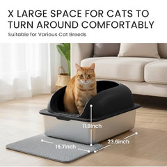 Simple Deluxe XL litière inox, grande capacité de 20 litres pour gros chats.