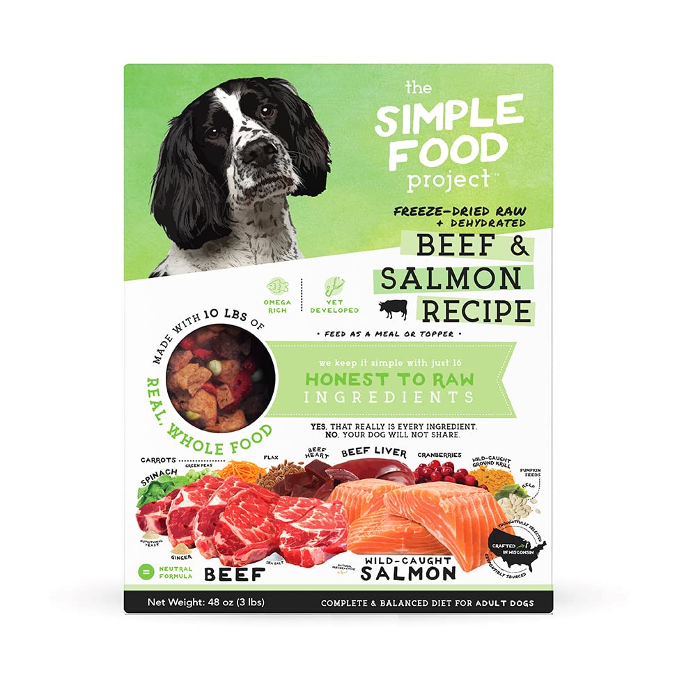 Simple Food Project Boeuf et Saumon lyophilisé pour chien – bouchée croustillante et appétissante.