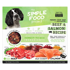 Simple Food Project – bol avec boeuf et saumon, repas appétent pour chien.