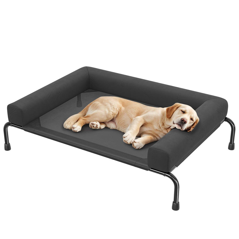 Lit chien élevé Simple Trending – cadre métallique noir pour stabilité et durabilité.