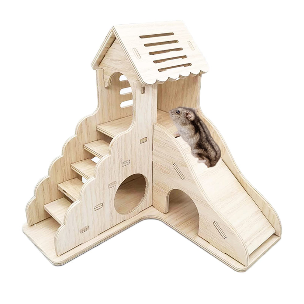 Sirvarni Hamster Hideout: maison-bois, espace repos et explorations sûrs.