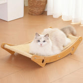 Lit-hamac sisal pour chat en bois naturel, repos confortable près de vous.