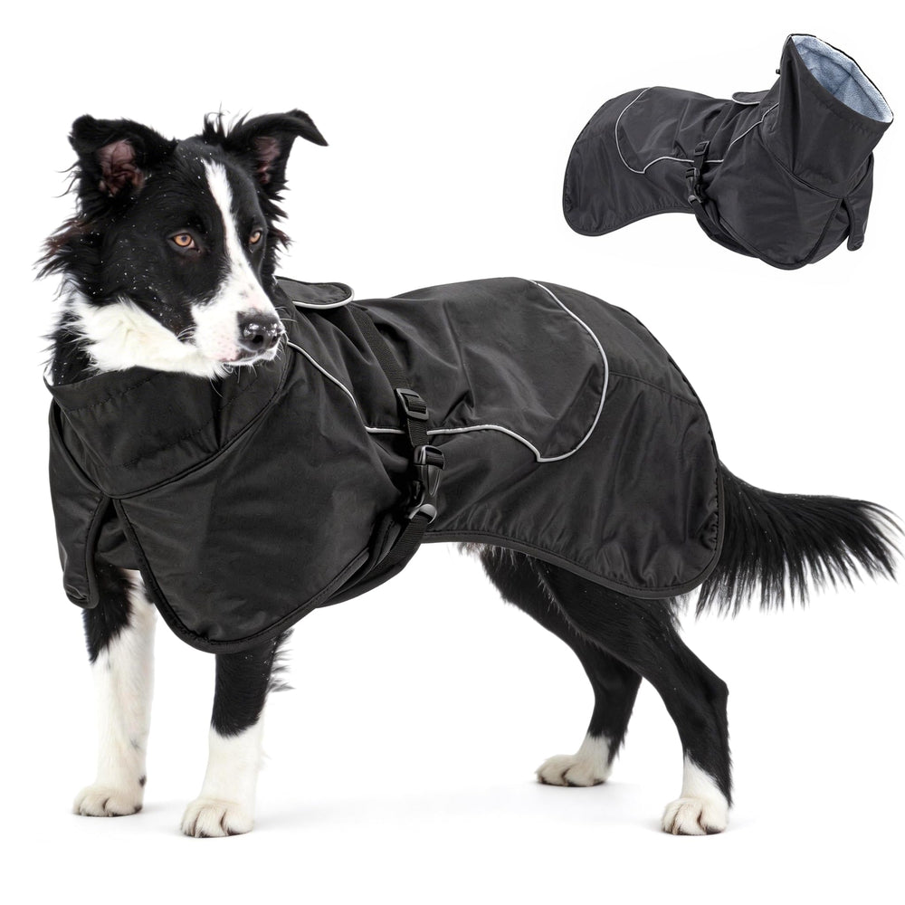 Manteau impermeable skmeditec pour chien, vue avant, protege contre la pluie.