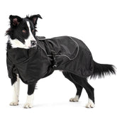 Manteau Skmeditec imperméable pour chien noir XXL, protection totale contre pluie et neige.