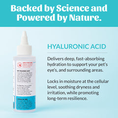 HydroClear maintient les yeux propres et hydratés des chiens et chats.