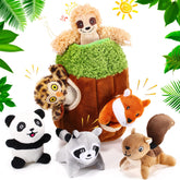 Skylety maison-arbre peluche, refuge ludique pour chiot et jeu familial.