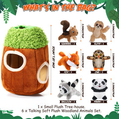 Skylety peluche animale bois-1, jouet interactif pour stimulation sensorielle.