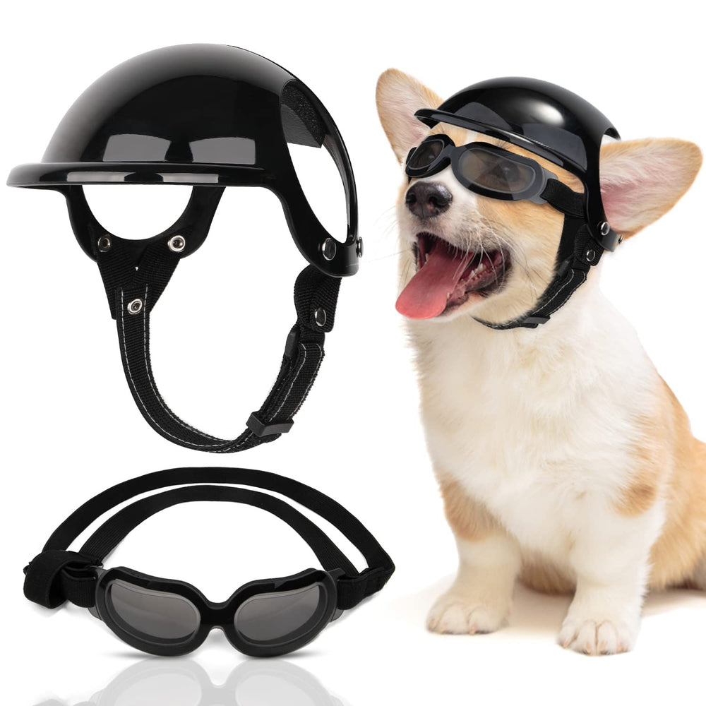 SlowTon casque-chien avec lunettes: protection UV et style pour les balades.