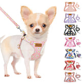 Harnais SlowTon sans tirage pour chien, motif fleurs rose Daisy, léger et confortable.