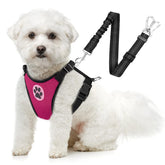 SlowTon harnais-chien sécurité voiture fuchsia avec double clips pour plus de sécurité