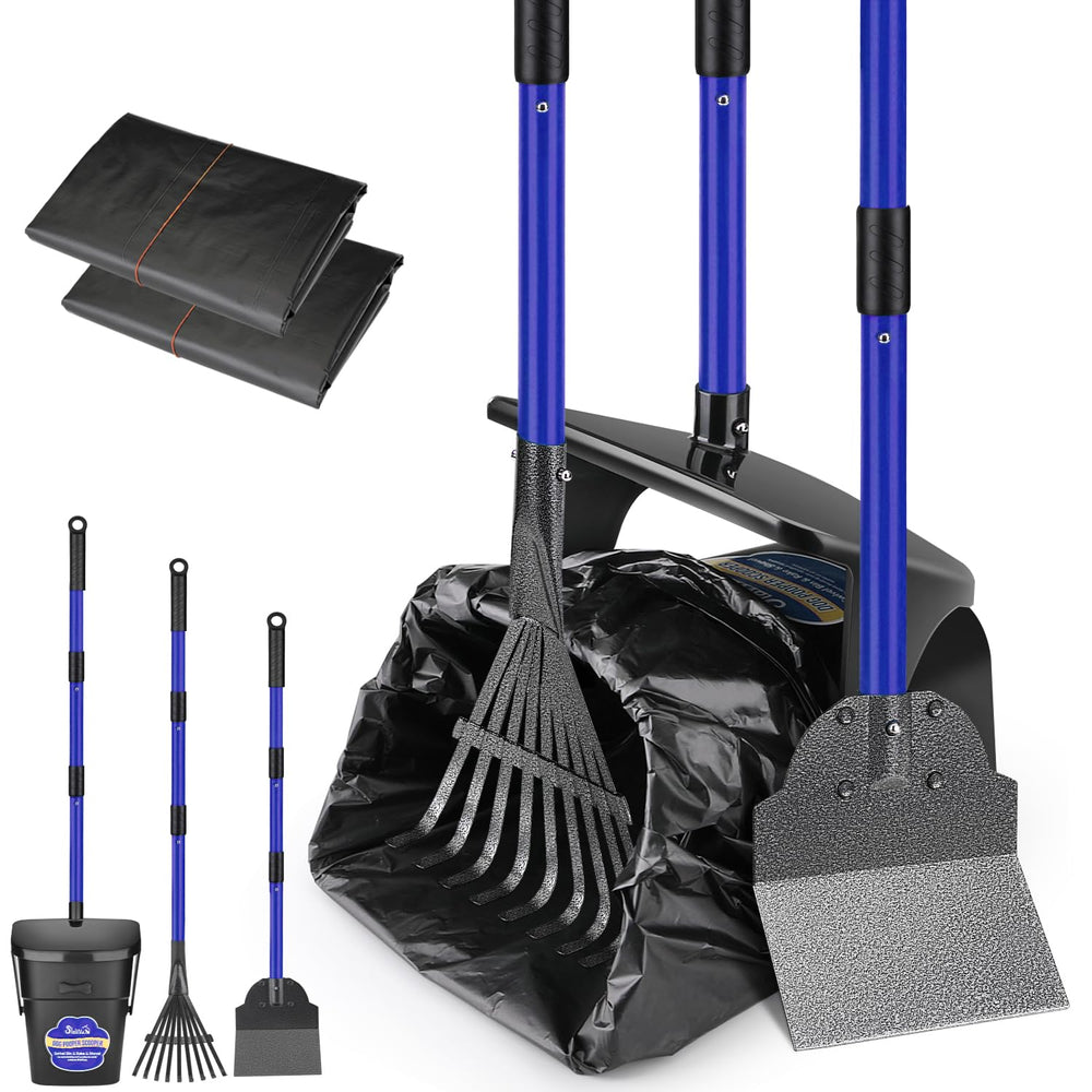 SlowTon ramasse-dechets-chien manche-metal-extensible: nettoyage pratique sans se pencher sur la pelouse.