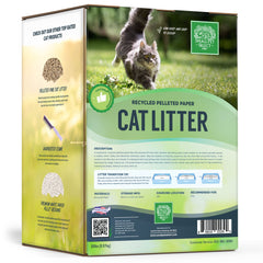 Small Pet Select granulés en papier recyclé, faible poussière et traînage minimum autour de la boîte.
