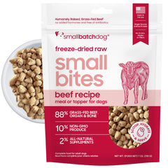 Smallbatch boeuf lyophilise, emballage visible, repas pratique pour chien