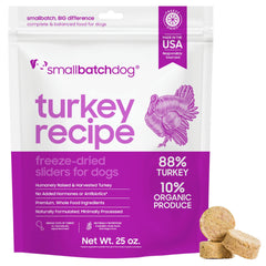 Smallbatch Pets dinde emballage clair, pratique pour planifier les repas.