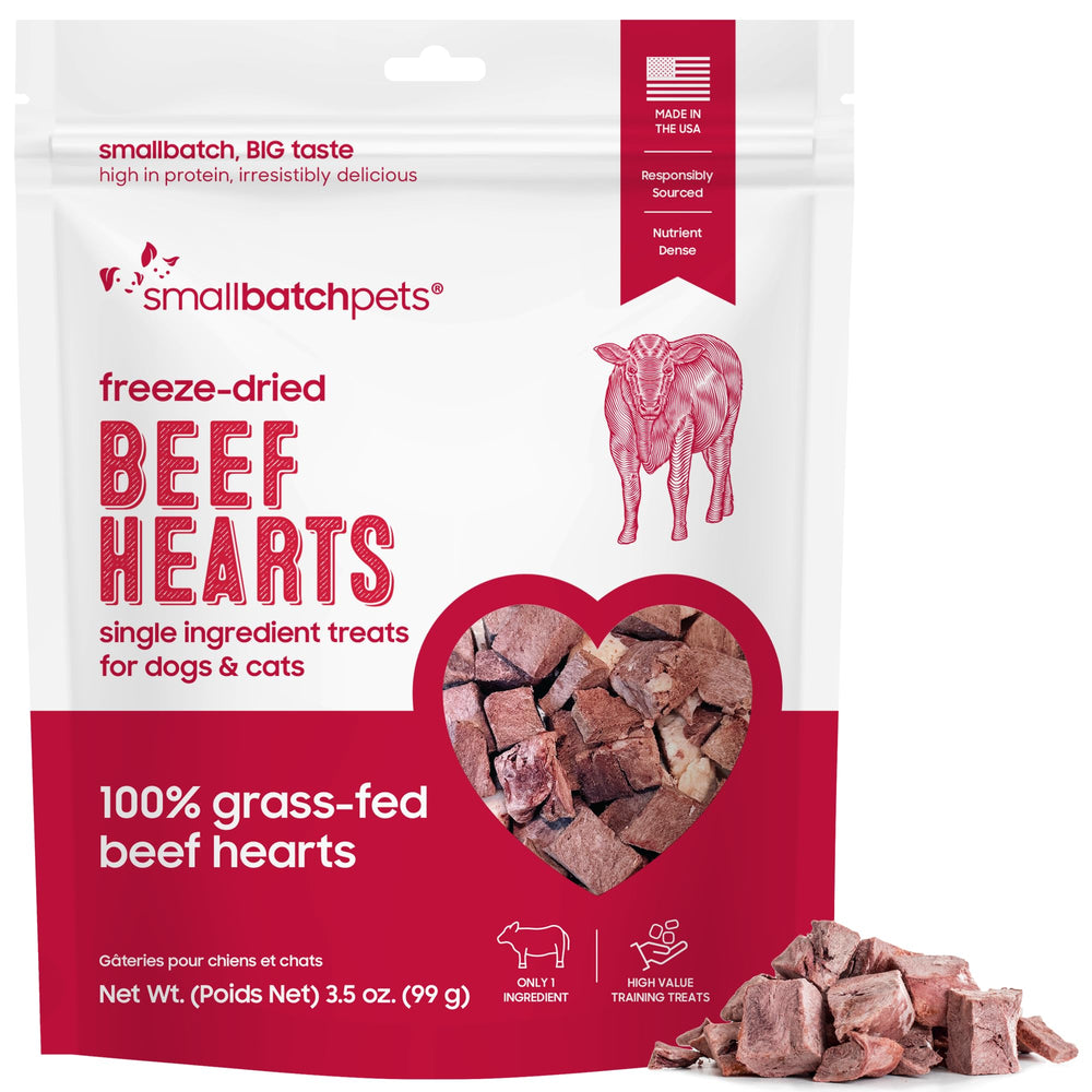 smallbatch Pets Coeur de boeuf seche – gros plan sur morceaux croquants