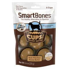 SmartBones Cups au beurre de cacahuète — friandise savoureuse et sans cuir brut pour chien.