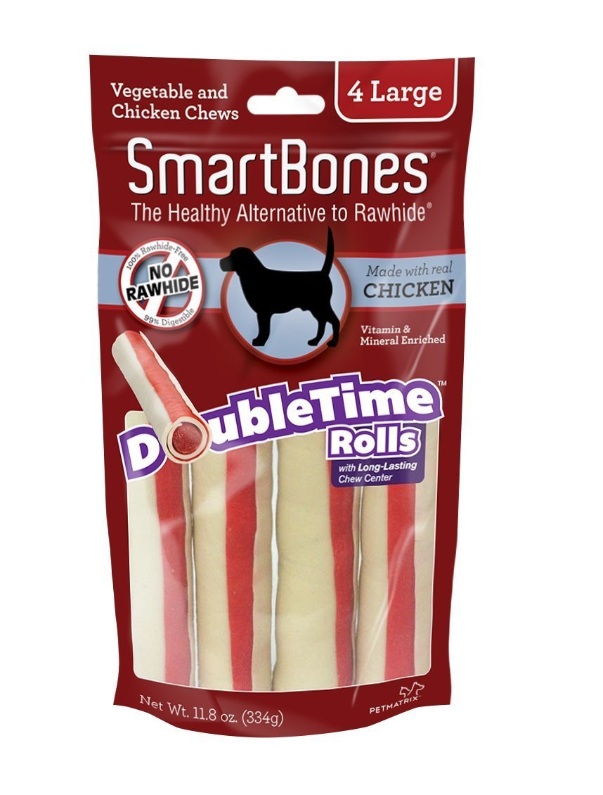 SmartBones DoubleTime Rolls ensemble sans cuir pour chien, dégustation et mastication variée