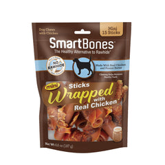 SmartBones Mini-bâtons poulet et beurre d'arachide, emballage prêt à l'emploi.