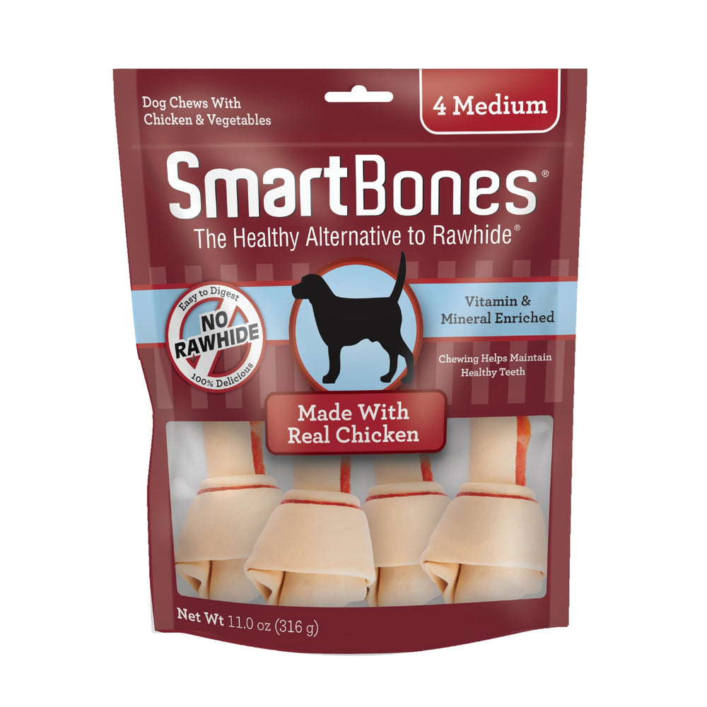 SmartBones mastications moyennes avec viande et légumes — texture attrayante et digestibilité.