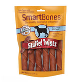 SmartBones Stuffed Twist Sticks vue poulet-legumes-centre-porc, goût savoureux et plaisir de mâcher
