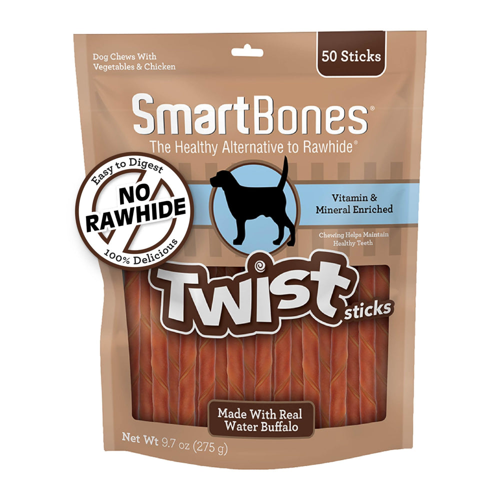SmartBones Twist Sticks buffle d'eau extérieur pour chien, saveur naturelle et croustillante.