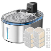 Smartoo fontaine chat en acier inox, sans fil pour hydratation pratique.