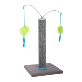 SmartyKat Scratch 'N Spin : surface tapis gris-bleu pour griffage vertical et exercice.