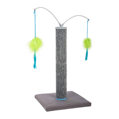 SmartyKat Scratch 'N Spin : surface tapis gris-bleu pour griffage vertical et exercice.